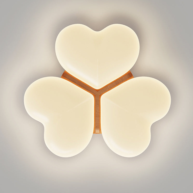 Contemporary Nordic Cream Three Love Hearts Acrylic Lampshade Iron LED Flush Mount Ceiling Light For Bedroom
