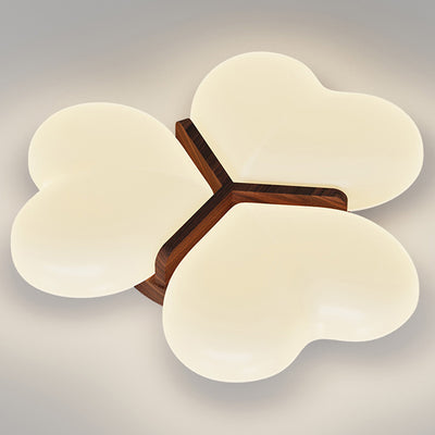 Contemporary Nordic Cream Three Love Hearts Acrylic Lampshade Iron LED Flush Mount Ceiling Light For Bedroom