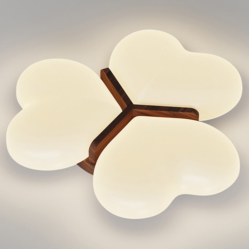 Contemporary Nordic Cream Three Love Hearts Acrylic Lampshade Iron LED Flush Mount Ceiling Light For Bedroom