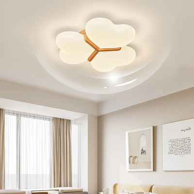 Contemporary Nordic Cream Three Love Hearts Acrylic Lampshade Iron LED Flush Mount Ceiling Light For Bedroom