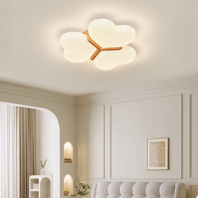 Contemporary Nordic Cream Three Love Hearts Acrylic Lampshade Iron LED Flush Mount Ceiling Light For Bedroom