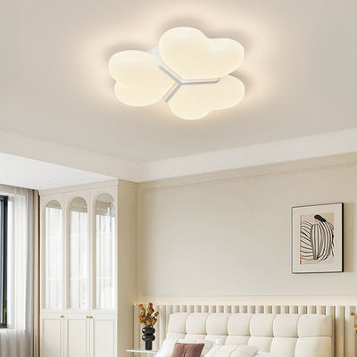 Contemporary Nordic Cream Three Love Hearts Acrylic Lampshade Iron LED Flush Mount Ceiling Light For Bedroom