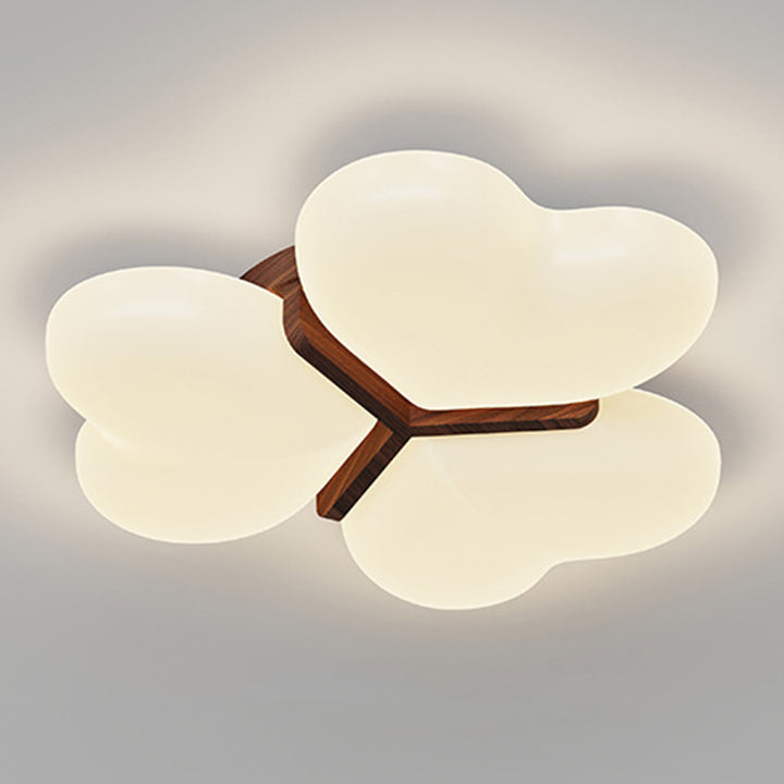 Contemporary Nordic Cream Three Love Hearts Acrylic Lampshade Iron LED Flush Mount Ceiling Light For Bedroom