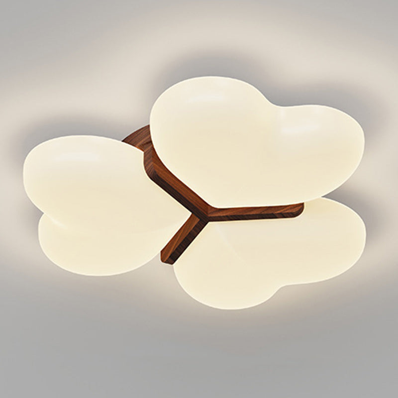 Contemporary Nordic Cream Three Love Hearts Acrylic Lampshade Iron LED Flush Mount Ceiling Light For Bedroom