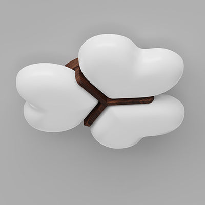 Contemporary Nordic Cream Three Love Hearts Acrylic Lampshade Iron LED Flush Mount Ceiling Light For Bedroom