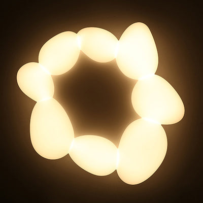 Lámpara de techo LED montada al ras con pantalla de hardware de guijarros escandinavos contemporáneos para sala de estar 