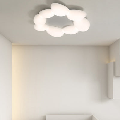 Lámpara de techo LED montada al ras con pantalla de hardware de guijarros escandinavos contemporáneos para sala de estar 