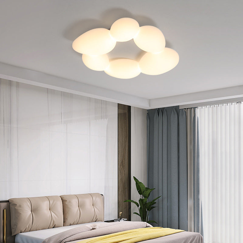 Lámpara de techo LED montada al ras con pantalla de hardware de guijarros escandinavos contemporáneos para sala de estar 