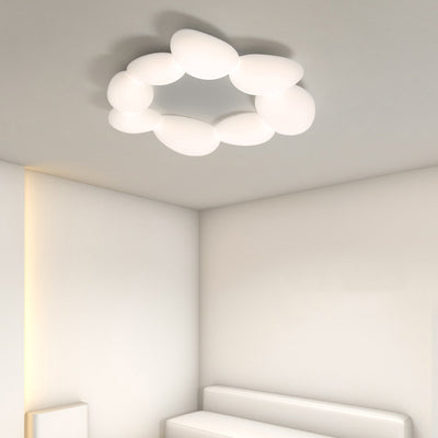 Lámpara de techo LED montada al ras con pantalla de hardware de guijarros escandinavos contemporáneos para sala de estar 