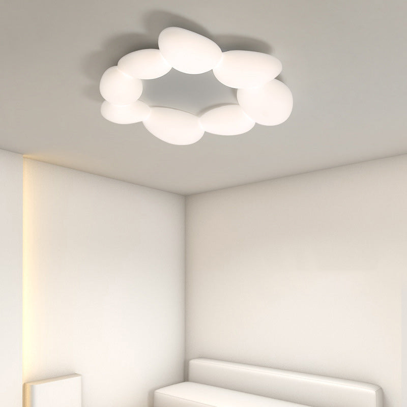 Lámpara de techo LED montada al ras con pantalla de hardware de guijarros escandinavos contemporáneos para sala de estar 