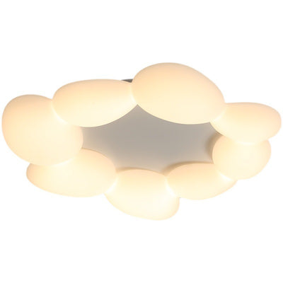 Lámpara de techo LED montada al ras con pantalla de hardware de guijarros escandinavos contemporáneos para sala de estar 