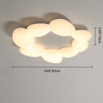 Lámpara de techo LED montada al ras con pantalla de hardware de guijarros escandinavos contemporáneos para sala de estar 