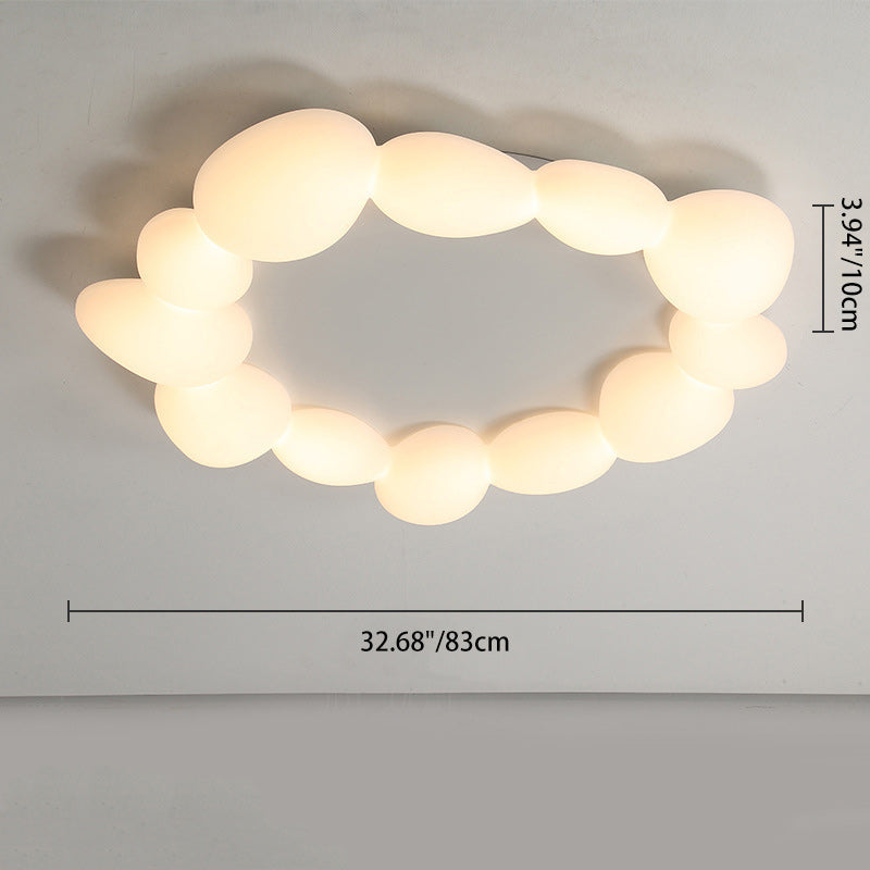 Lámpara de techo LED montada al ras con pantalla de hardware de guijarros escandinavos contemporáneos para sala de estar 
