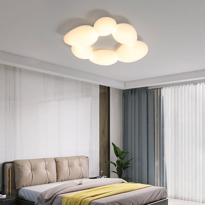Lámpara de techo LED montada al ras con pantalla de hardware de guijarros escandinavos contemporáneos para sala de estar 