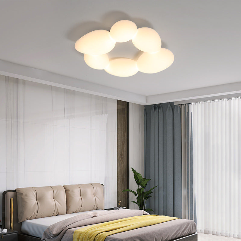Lámpara de techo LED montada al ras con pantalla de hardware de guijarros escandinavos contemporáneos para sala de estar 