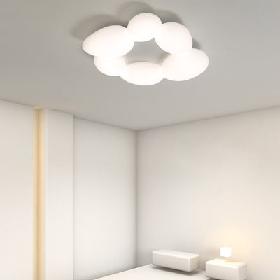 Lámpara de techo LED montada al ras con pantalla de hardware de guijarros escandinavos contemporáneos para sala de estar 