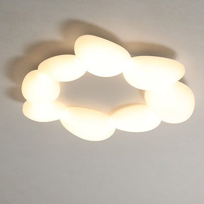 Lámpara de techo LED montada al ras con pantalla de hardware de guijarros escandinavos contemporáneos para sala de estar 