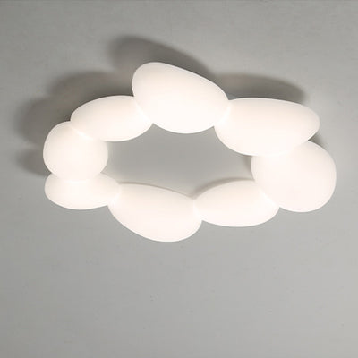 Lámpara de techo LED montada al ras con pantalla de hardware de guijarros escandinavos contemporáneos para sala de estar 