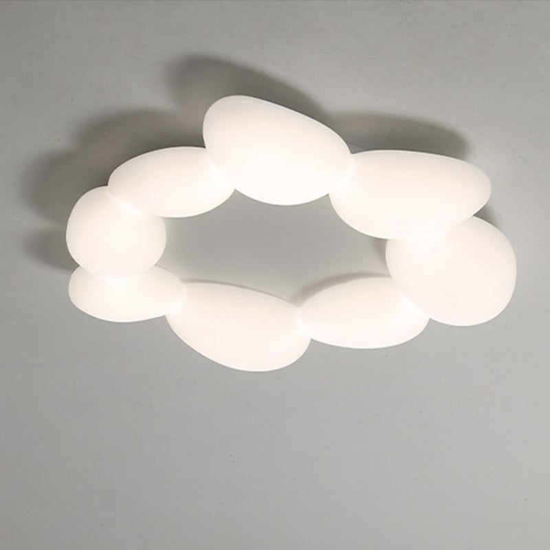 Lámpara de techo LED montada al ras con pantalla de hardware de guijarros escandinavos contemporáneos para sala de estar 