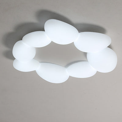 Lámpara de techo LED montada al ras con pantalla de hardware de guijarros escandinavos contemporáneos para sala de estar 