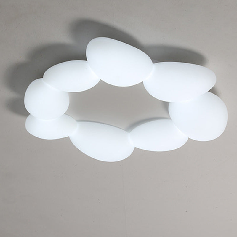 Lámpara de techo LED montada al ras con pantalla de hardware de guijarros escandinavos contemporáneos para sala de estar 