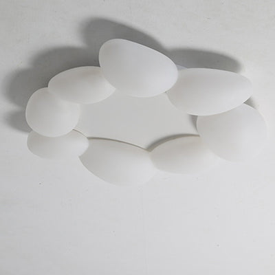 Lámpara de techo LED montada al ras con pantalla de hardware de guijarros escandinavos contemporáneos para sala de estar 