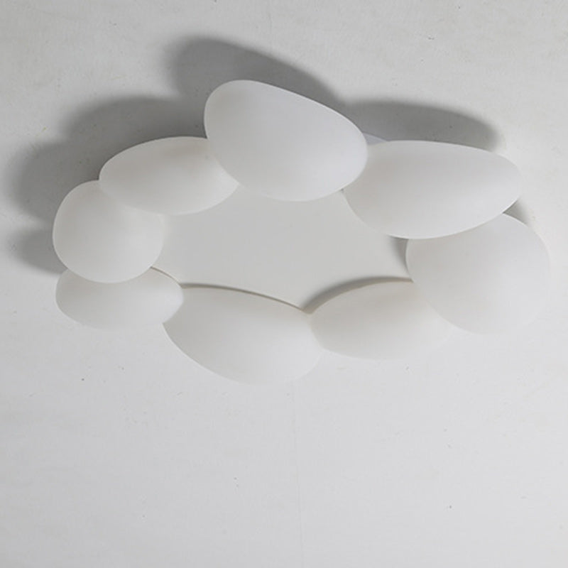 Lámpara de techo LED montada al ras con pantalla de hardware de guijarros escandinavos contemporáneos para sala de estar 