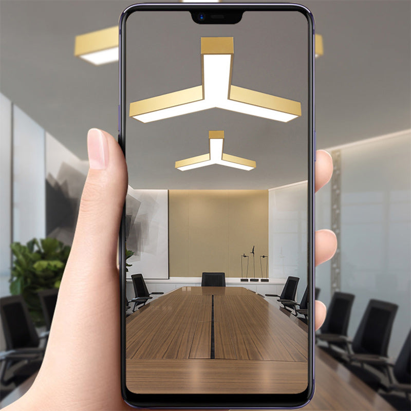 Contemporary Creative Dome Geometry Iron Acrylic Lampshade LED Chandelier For Office