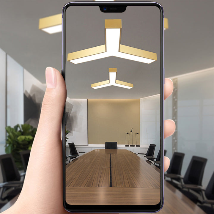 Contemporary Creative Dome Geometry Iron Acrylic Lampshade LED Chandelier For Office