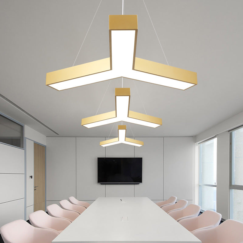 ثريا LED بغطاء من الأكريليك والحديد بتصميم هندسي عصري للإضاءة في المكتب 