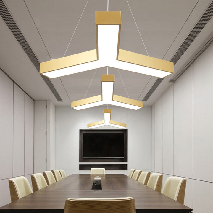 Contemporary Creative Dome Geometry Iron Acrylic Lampshade LED Chandelier For Office
