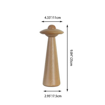 Traditional Japanese UFO Solid Wood Lampshade LED Table Lamp For Living Room