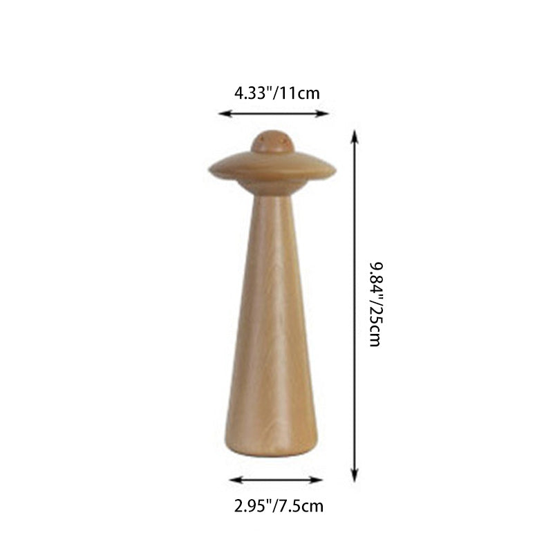 Traditional Japanese UFO Solid Wood Lampshade LED Table Lamp For Living Room