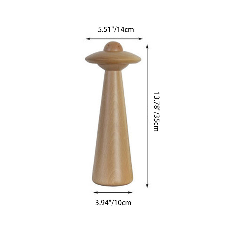 Traditional Japanese UFO Solid Wood Lampshade LED Table Lamp For Living Room