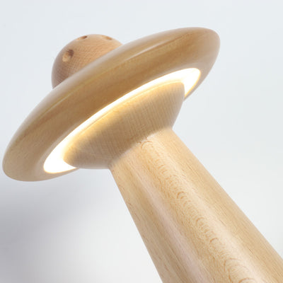 Traditional Japanese UFO Solid Wood Lampshade LED Table Lamp For Living Room