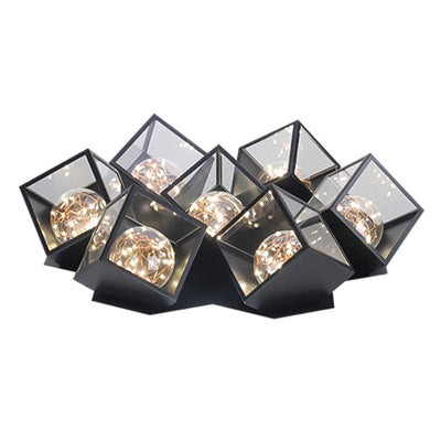 Modern Art Deco Baby's Breath Cube Sphere Iron Acrylic Lampshade LED Chandelier For Dining Room