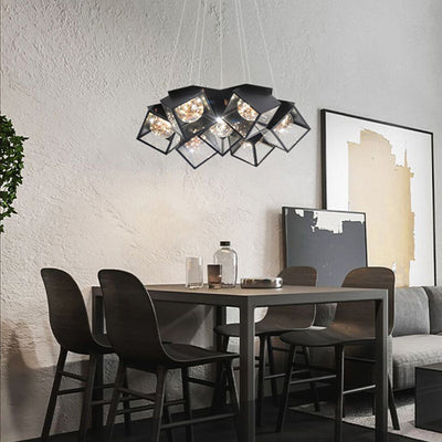 Modern Art Deco Baby's Breath Cube Sphere Iron Acrylic Lampshade LED Chandelier For Dining Room