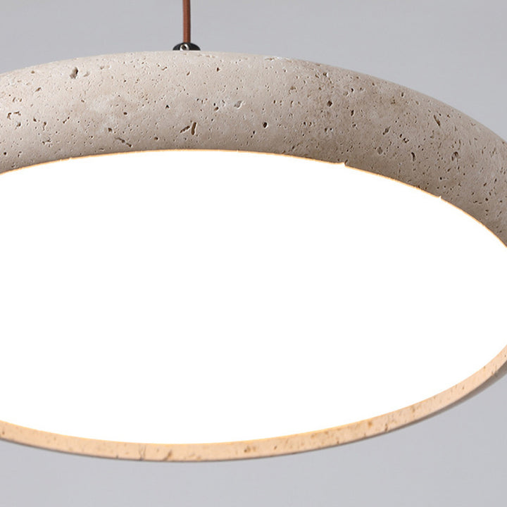 Traditionelle japanische Kuppel Runde Gelbe Travertin-Lampenschirm Holz LED Pendelleuchte für Esszimmer 