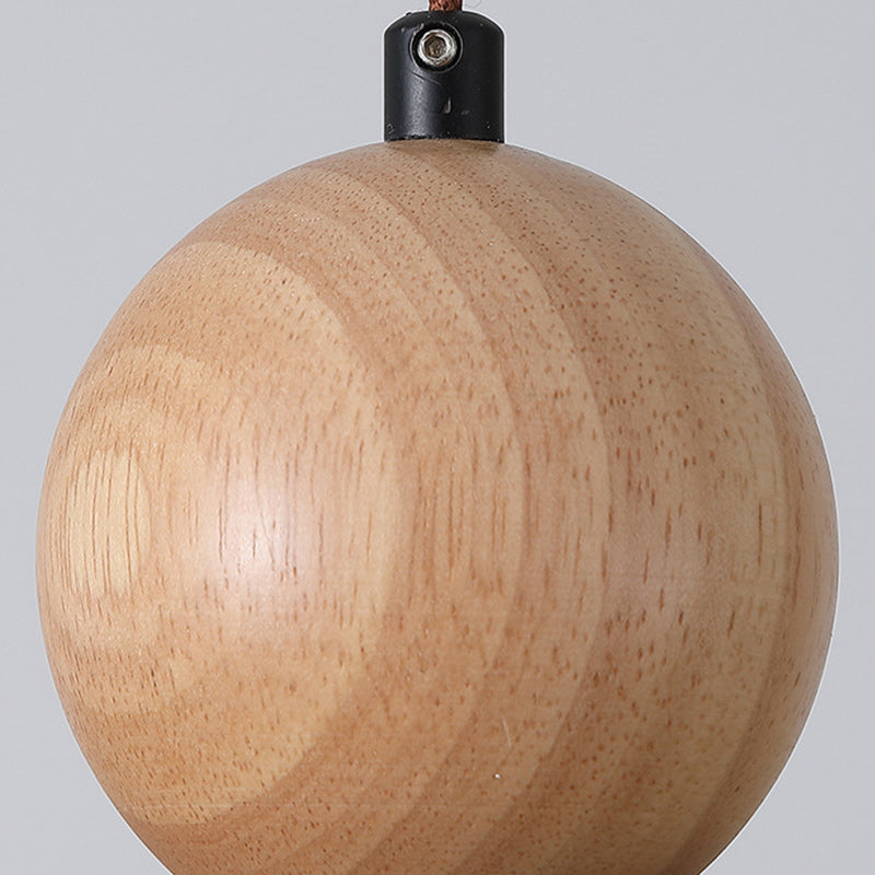 Traditional Japanese Dome Round Yellow Travertine Lampshade Wood LED Pendant Light For Dining Room