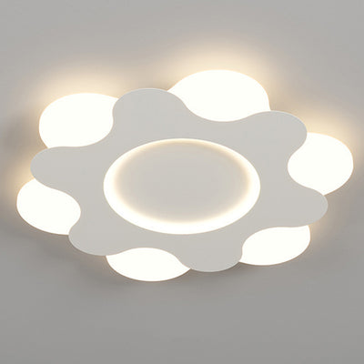 現代北欧フラワー形状鉄アクリルランプシェードLEDフラッシュマウント天井ライト寝室用 