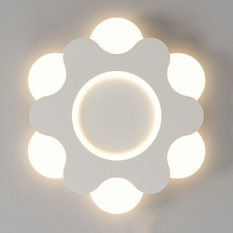 現代北欧フラワー形状鉄アクリルランプシェードLEDフラッシュマウント天井ライト寝室用 