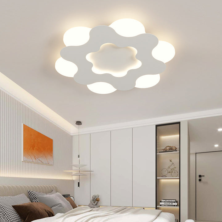 Plafonnier LED en forme de fleur nordique contemporaine avec abat-jour en fer et acrylique pour chambre 