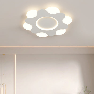 現代北欧フラワー形状鉄アクリルランプシェードLEDフラッシュマウント天井ライト寝室用 