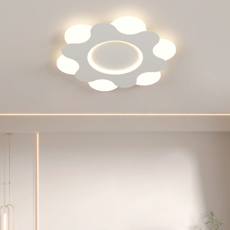 現代北欧フラワー形状鉄アクリルランプシェードLEDフラッシュマウント天井ライト寝室用 