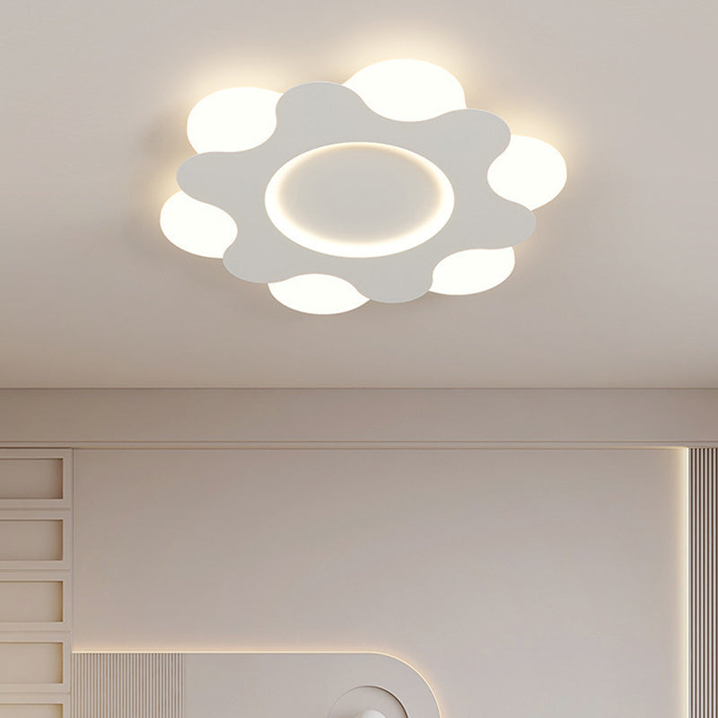 Plafonnier LED en forme de fleur nordique contemporaine avec abat-jour en fer et acrylique pour chambre 