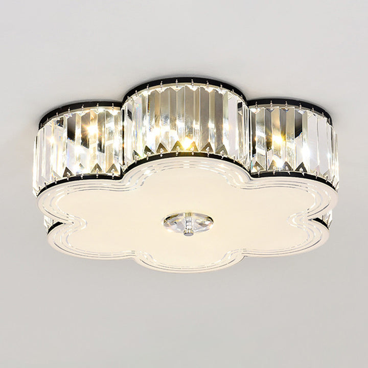 Modern Luxury Round Square Petal Crystal Glass Lampshade Hardware 4/5/6 - Light Flush Mount Ceiling Light For Living Room