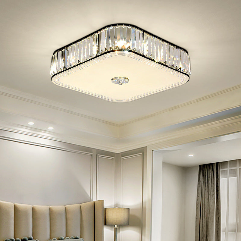 Modern Luxury Round Square Petal Crystal Glass Lampshade Hardware 4/5/6 - Light Flush Mount Ceiling Light For Living Room
