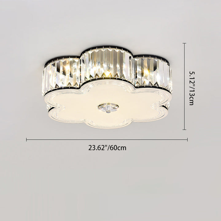 Modern Luxury Round Square Petal Crystal Glass Lampshade Hardware 4/5/6 - Light Flush Mount Ceiling Light For Living Room