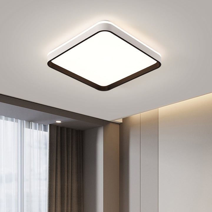 Modern Minimalist Square Roto-molding Hardware Lampshade LED Flush Mount Ceiling Light For Bedroom
