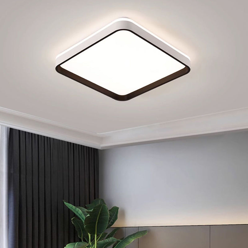 Pantalla de lámpara de hardware cuadrada minimalista moderna de moldeo rotacional LED montada al ras en el techo para dormitorio 